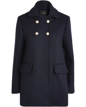 Maje Wool-Blend Double-Breasted Pea Coat - Blue