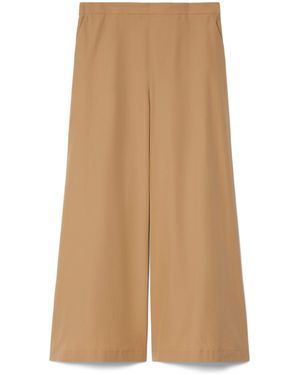 Marina Rinaldi Cotton Poplin Wide-Leg Pants - Natural