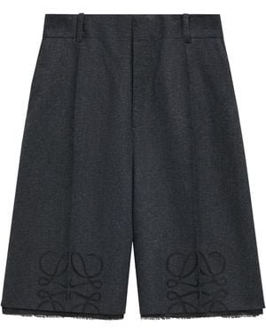 Loewe Wool-Cashmere Anagram Shorts - Black