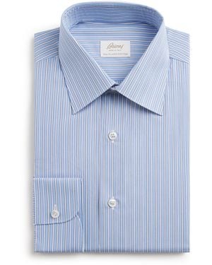 Brioni Sea Island Cotton Stripe Shirt - Blue