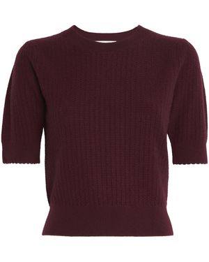 FRAME Cashmere Pointelle The Chain Short-Sleeve Jumper - Purple