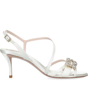 Roger Vivier Mini Flower Strass Heeled Sandals 65 - White
