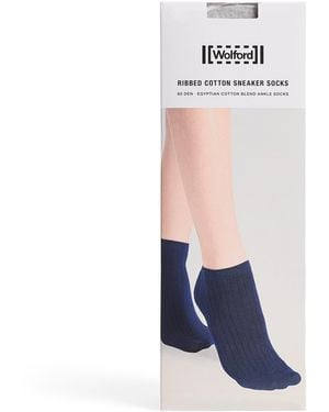 Wolford Stretch-Cotton Ribbed Sneaker Socks - White