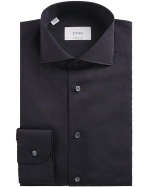 Eton Cotton-Silk Long-Sleeve Shirt - Black