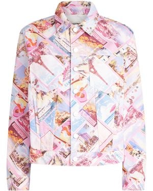 L'Agence Printed Joey Denim Jacket - Pink