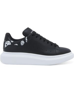 McQueen Leather Skull-Print Oversized Trainers - Blue
