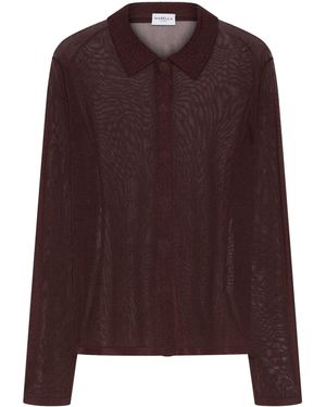 Marella Semi-Sheer Polo Jumper - Brown