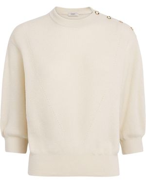 Agnona Cashmere-Blend Pointelle Jumper Top - White