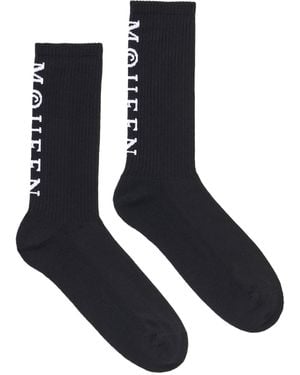 McQueen Cotton-Blend Logo Socks - Blue