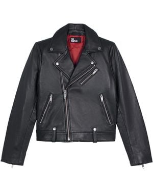 The Kooples Leather Biker Jacket - Black