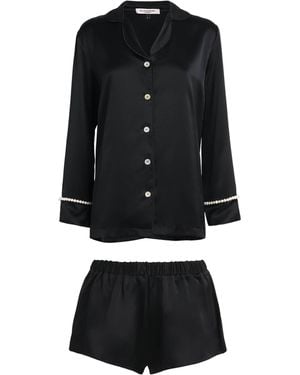 Gilda & Pearl Silk Girls Love Pearls Pyjama Set - Black