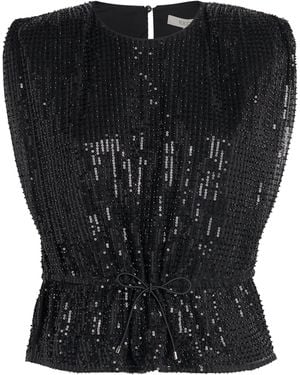 Toccin Sequin Drawstring Talon Top - Black
