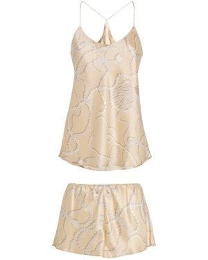 Olivia Von Halle Silk Pearl Print Bella Pyjama Set - Natural