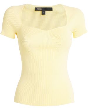 Maje Ribbed Sweetheart T-Shirt - Yellow