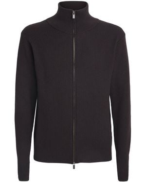 Barena Virgin Wool Rib-Knit Zip-Up Cardigan - Blue