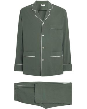 Olivia Von Halle Silk Twill Laurent Pajama Set - Green