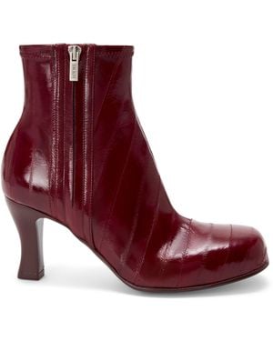 Loewe Eel Leather Bobine Ankle Boots 75 - Red