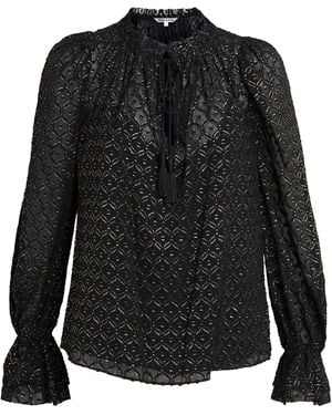 Veronica Beard Metallic Maxime Blouse - Black