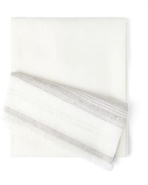 Brunello Cucinelli Linen Stripe Scarf - White