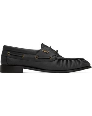 Saint Laurent Leather Bateau Le Loafers - Black