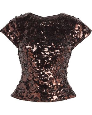 Ganni Sequin-Embellished Open-Back Top - Black