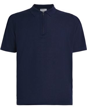 John Smedley Sea Island Cotton Piqué Roth Polo Shirt - Blue