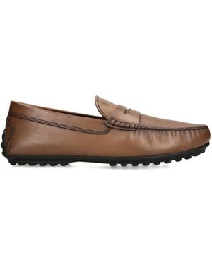 Tod's Leather City Gommino Loafers - Brown