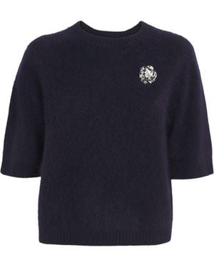 Maje Brooch-Detail Jumper - Blue