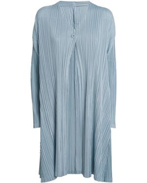 Pleats Please Issey Miyake Mellow Pleats Longline Cardigan - Blue