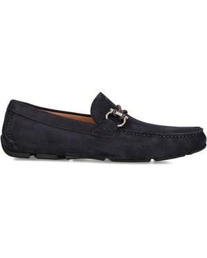 Ferragamo Nubuck Front 4 Driving Shoes - Black