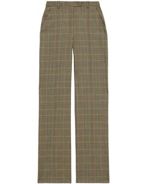 McQueen Wool Check Trousers - Green