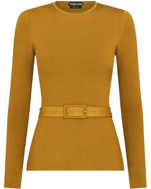 Tom Ford Belted Jumper - Yellow
