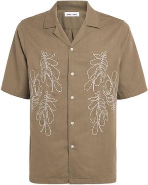 Samsøe & Samsøe Embroidered Saoscar Short-Sleeve Shirt - Natural