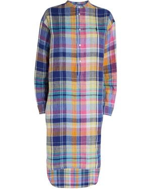 Polo Ralph Lauren Linen Check Shirt Dress - Blue