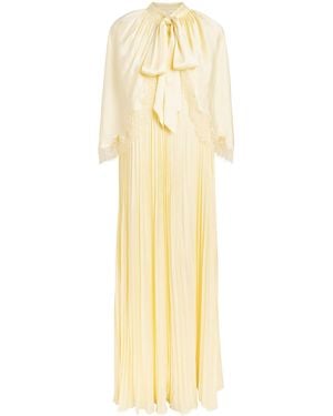Self-Portrait Satin Cape-Overlay Maxi Dress - Metallic