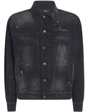 Amiri Bleach Bandana Denim Jacket - Black