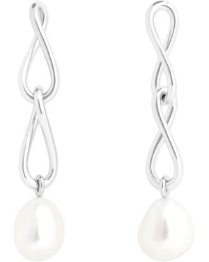 Astrid & Miyu Sterling And Pearl Drop Earrings - White