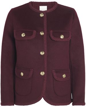Sandro Wool-Blend Braid-Trim Jacket - Purple