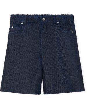 Loewe Leather Feather Shorts - Blue