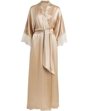 Carine Gilson Silk Lace-Trim Louise Kimono - Natural