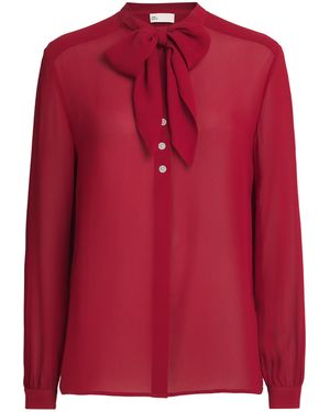 Tory Burch Georgette Bow Blouse - Red