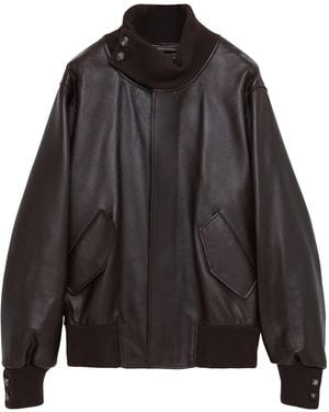 Loewe Leather Bomber Jacket - Black
