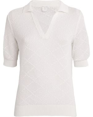 Eleventy Cotton Crochet Polo Shirt - White