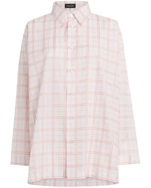 Eskandar Jacquard Check Slim A-Line Shirt - Pink