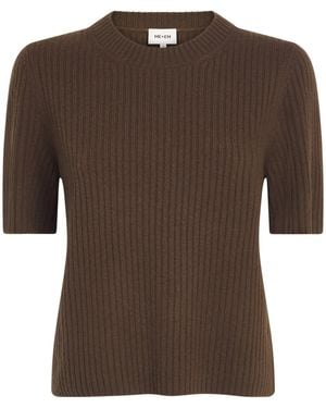 ME+EM Merino Wool Ribbed T-Shirt - Brown