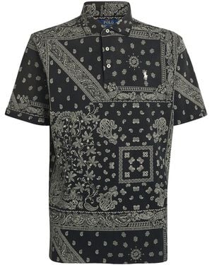 Polo Ralph Lauren Cotton Mesh Bandana Print Polo Shirt - Black