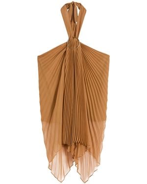 Max Mara Pleated Valzer Top With Knot And Detail - Brown