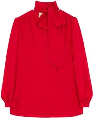 Valentino Silk Tie-Detail Blouse - Red