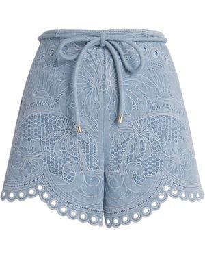 Zimmermann Embroidered Daylight Denim Shorts - Blue