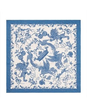 Harrods Silk Menagerie Scarf - Blue